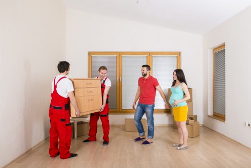 Boxes and furniture prepared for storage in Marylebone