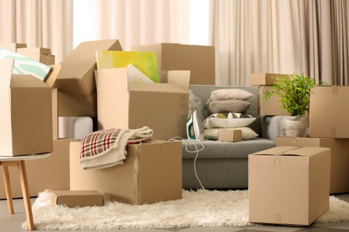 Careful box packing in a central London property with access challenges